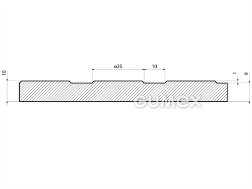 Gummiboden S 8, 10mm, Breite 1230mm, 80°ShA, SBR-NR, fläche Noppen, -25°C/+80°C, grau, 